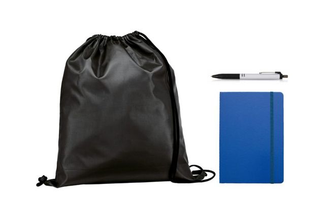 Kit de ingreso con bolsa, cuaderno y bolígrafo